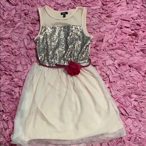 Holiday dress with pink sequence